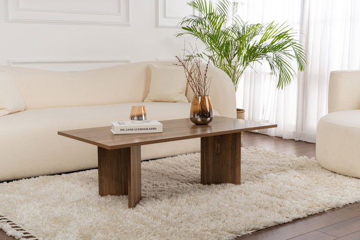 Nordure Mesa de Café Nogal 119x40x60 cm Tablero Melamina Sala de Estar Elegante Acogedora Duradera Sofisticada Moderna